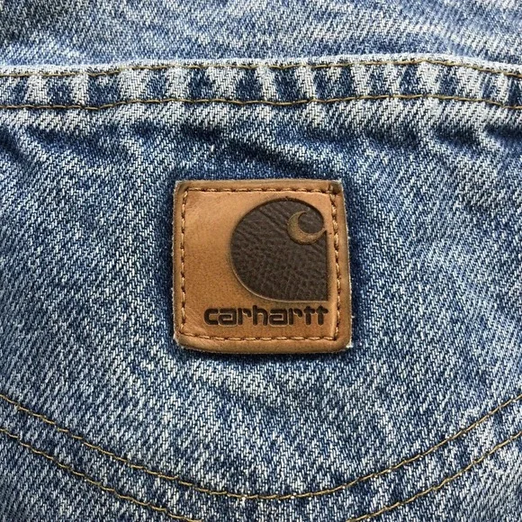 Carhartt B21 Blue Flannel Lined Relaxed Straight Denim Work Jeans Men 34 x 31 - Picture 5 of 6
